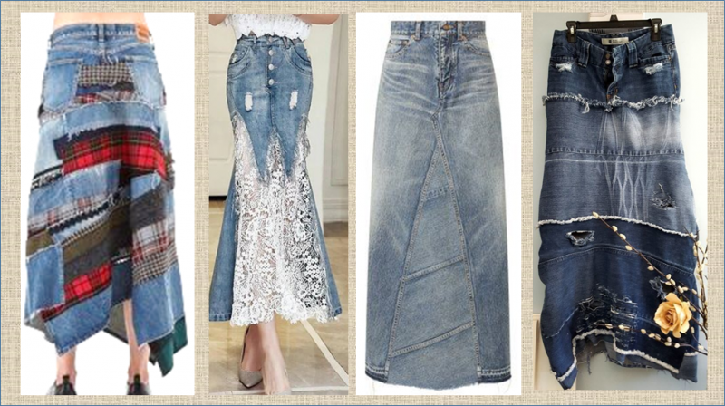 Переделка старых джинсов в длинную юбку - 25 интересных идей длявашего творчества