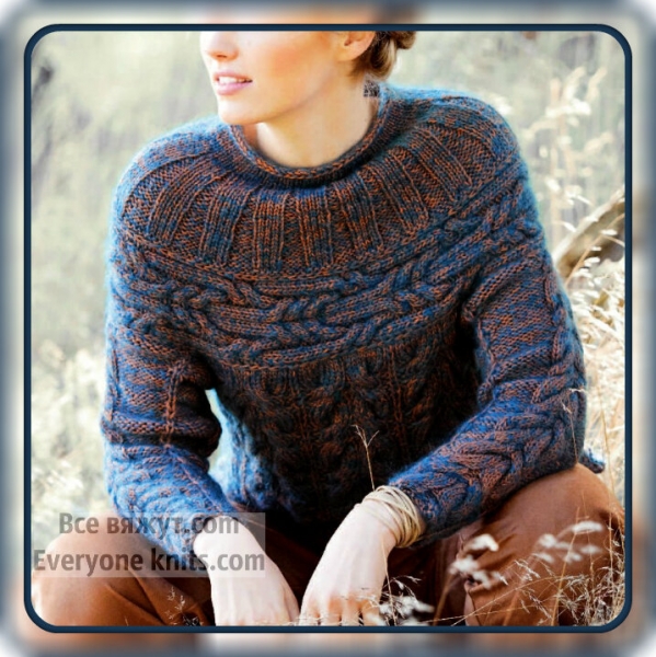 Пуловеры и круглые кокетки спицами. 20 вариантов для вашего вязания.