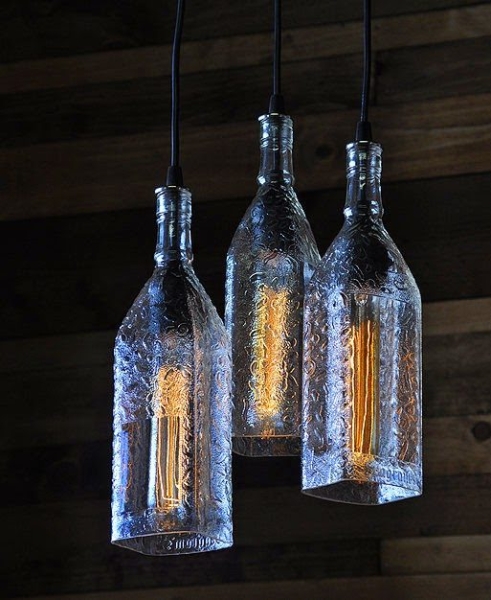 Идеи светильников из использованных бутылок